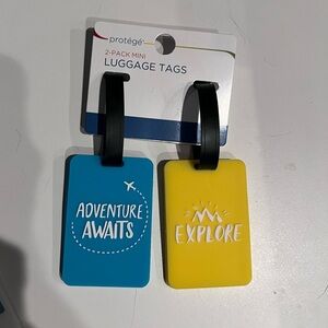 PROTÉGÉ Luggage Tags Set of 2 NWT Adventure Awaits in Blue & Explore in Yellow